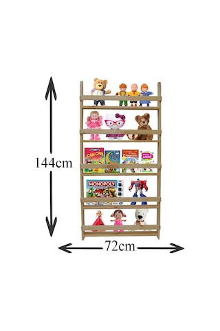 Markaawm Çocuk Odası Eğitici Montessori Kitaplık Mobilya Raf Duvar Rafı 5 Çok Renkli