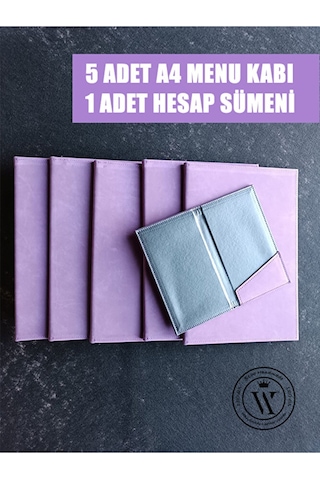 5 Adet Suni Deri Menü Kabı Yemek Menüsü Restaurant Cafe Otel Menü