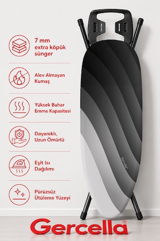 Hediyeli Harmony Battal Boy Xxl Beden 60x162 Cm Ütü Masası Kılıfı Gri