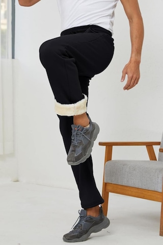 Ghassy Co. Ghassy Co. Erkek Ultra Termal Kışlık Sherpa Astarlı Aktif Koşu Normal Paça Jogger Eşofman Altı Siyah
