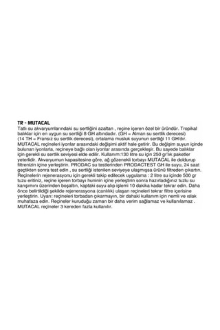 Prodac Mutacal 250 G Gh Düşürücü Filtre Malzemesi