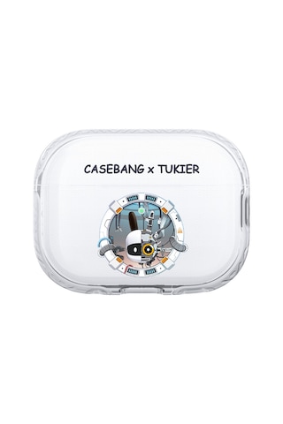 Apple Uyumlu AirPods Pro Kılıf Desenli Koruyucu Benks Casebang Departure Explore Silikon Kılıf Siyah