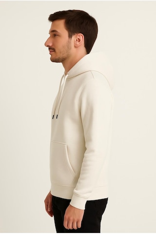 Axxel Erkek Krem Kapüşonlu Sweatshirt-w1108 Krem 3 İplik Şardonlu