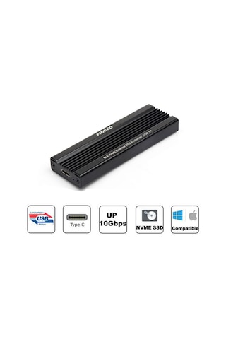 Fideco USB 3.1 Gen2 Type-C to M.2 PCIe NVMe SSD Harddisk Kutusu Siyah