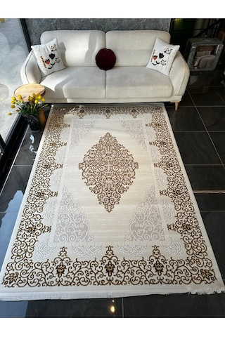 Gold Halı Salon, Oturma, Yatak Odası Halısı Desen Kodu Gd001-060 Altın Sarısı - Krem