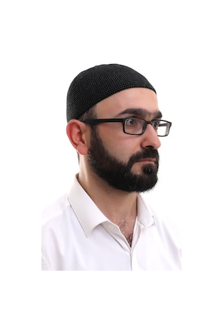 Füme Kışlık Nokta Desenli Orlon Namaz Takkesi