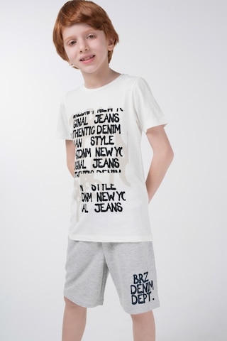 Brz Kids Baskılı Erkek Çocuk Kısa Kollu T-Shirt Ekru (534370129) Ekru