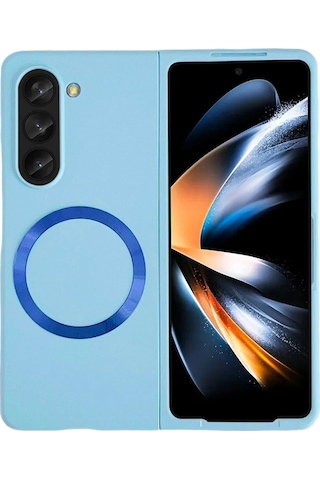 Durukar Samsung Samsung Uyumlu Galaxy Z Fold 5 Kılıf Mata Fold Kapak - Sierra Blue