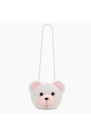 Peluş Trend Kids Bear Cat Crossbody Çanta - Beyaz