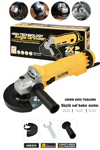 Assur ASR352 750 W 125 MM Avuç Taşlama Spiral Sarı