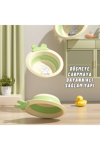 Katlabilir Yenidoğan Bebek Ve Çocuk Banyo Yıkama Kovası Yeşil