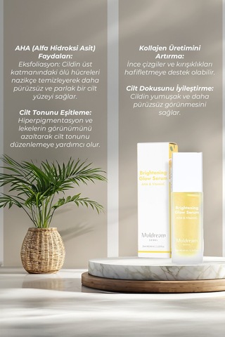 Aha Ve C Vitamini İçeren Aydınlatıcı Işıltı Etkili Kore Serum 40ml Peeling & Anti-aging Bakım