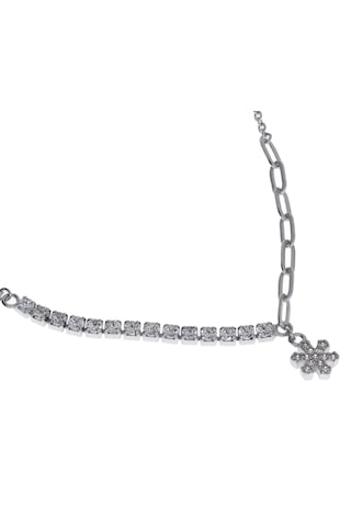Kadın Taşlı Kar Tanesi Model Gümüş Halhal Silver