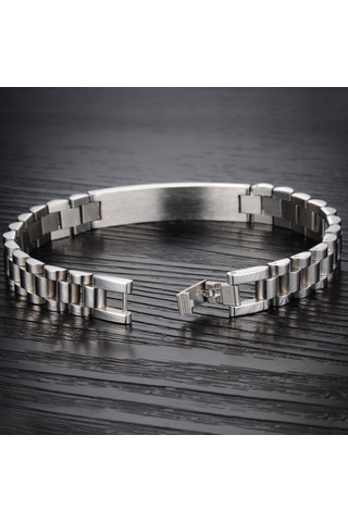 Chavin ea40 316L Çelik Erkek Künye Bileklik 12 MM Gri Gümüş