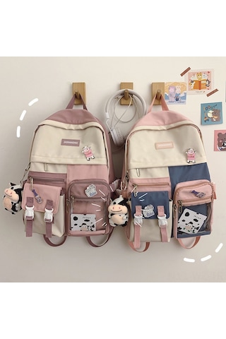 Wezone Şeffaf Sırt Çantası - Sevimli Anime Desenli Yumuşak Kız Çantası Mavi, Asılı Aksesuarlı MAvi