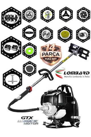 Cros Lombard İtaly Vesar0-14 9800 Pro Sırt Tırpan+ Akrobat Çapalama + Toprak Eşeleme 14 Parça Tam Set