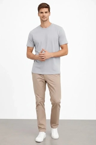 Vexor Erkek Bisiklet Yaka Tişört Regular Kalıp Basic Pamuklu Günlük Kullanım T-shirt - Gri