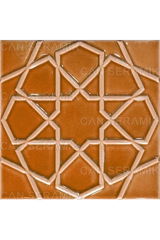 Can Seramik - 20x20 Cm. Kabartmalı Selçuklu Yıldızı Çini Karo N11.132