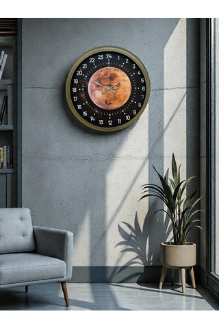 40 Cm Eskitme Metal 24 Saat Göstergeli Özel Tasarım Duvar Saati Pl-4095e