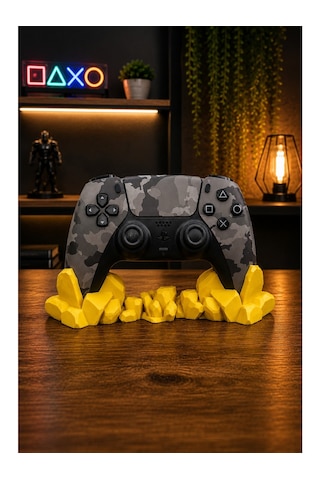 Veriqo 3d Ps5 Uyumlu Gamepad Standı Kristal Tasarımlı Oyun Kolu Tutucu Masaüstü Controller Standı Sarı