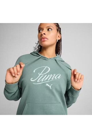 Puma Kadın Scrıpt Comfort Hoodie Eşofman Üst 68498330 Yeşil
