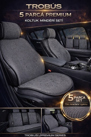 Premium Series Universal Ön Ve Arka Oturak 5 Parça Koltuk Minder Seti Füme
