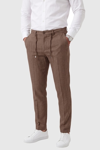Rizzup Erkek Slim Fit Kırçıllı Kahve Kumaş Pantolon İpli Esnek Bel Likralı Spor Şık Pantolon 2700252