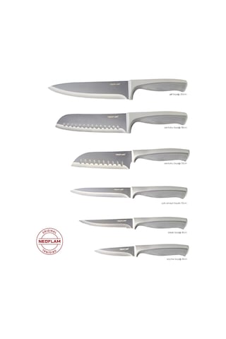 Neoflam Fika Microban Bıçak Seti Gri 6'lı Gri