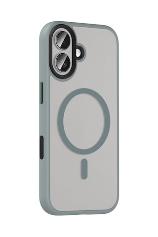 Apple Uyumlu iPhone 17 Kılıf Mat Arka Yüzey Wireless Şarj Özellikli Zore Flet M-safe Kapak Gri