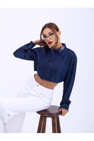 Gülsüm Aydın 6603 Kot Bluz-mavi Mavi