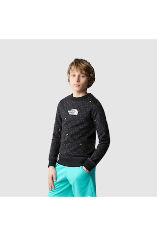 The North Face B Drew Peak Light Crew Print Erkek Çocuk Sweatshirt-30793 siyah