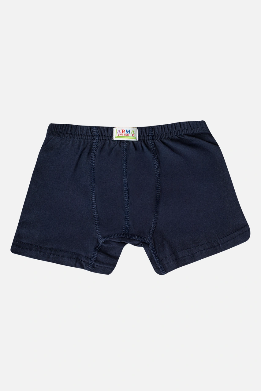 Arma Yıldız Erkek Çocuk Düz Pamuklu Likralı Lacivert Boxer 6'lı Paket Lacivert