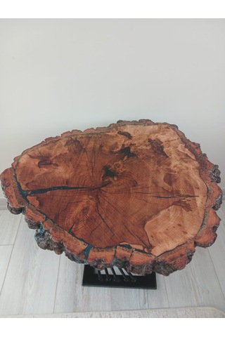 Servis Sehpası Meşe Epoksi Kaplama Açık Meşe