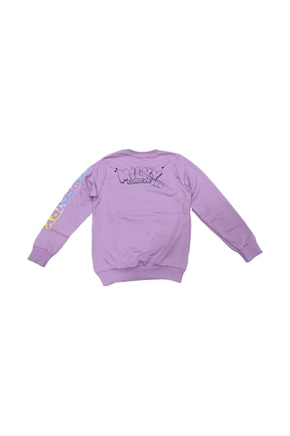İrem Çocuk Giyim Kız Çocuk Milky Önü Arkası Kolu Yazı Desenli Lila Renk Sweatshirt Lila