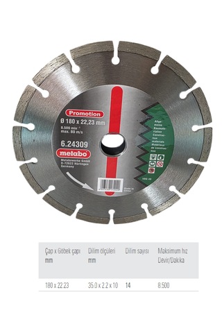 Metabo 24309 Elmas Daire Testere Bıçağı 180 Mm