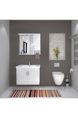 Denko Lotus 80 Cm Mdf, Lake Banyo Dolabı Takımı Çok Renkli