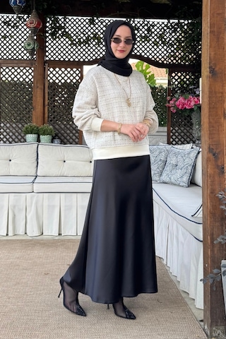 Rabia Şamlı Tanem Tüvit-saten Etekli Takım Ekru Normal