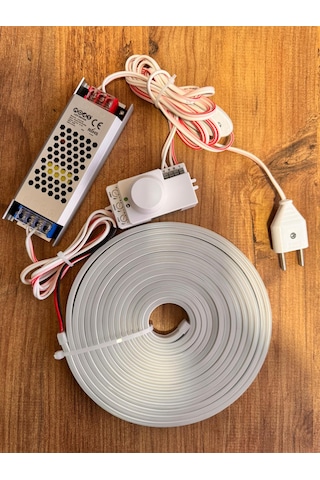 12 V Neon Led Mutfak Dolabı 360 Derece Hareket Algılama Sensörlü Gecegündüz Ayarlı Neon Led 1 Mt Gün Işığı