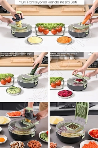 Tilbe Home Vegetable Cutter Pro Rende Sebze Soğan Küp Doğrayıcı Dilimleyici Hazneli Kesici Dicer Ren Soft Yeşil Siyah
