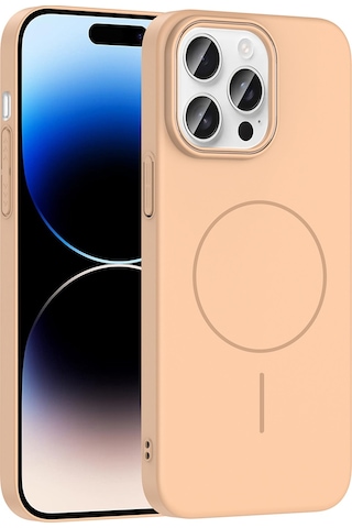 Apple Uyumlu iPhone 14 Pro Max Kılıf M-safe Şarj Özellikli Zore Ruby Sert Kapak Desert Titanyum