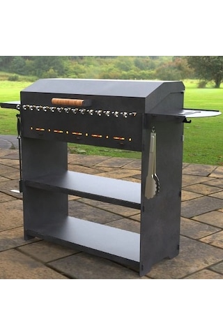 Kapaklı Barbekü Büyük Portatif Mangal Ve Izgaraları Siyah