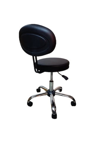 Sırtlıklı Çalışma Taburesi Krom Yıldız Ayaklı