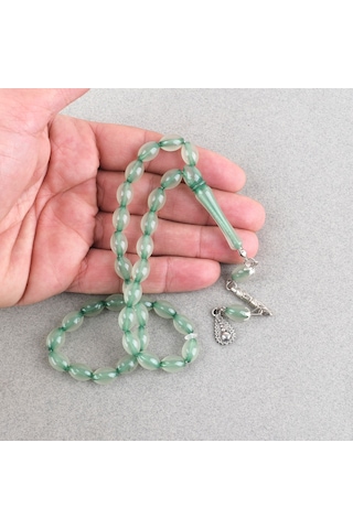 Kedigözü Alpaka Püsküllü Beyzi Kesim 7x11mm Tesbih- Yeşil