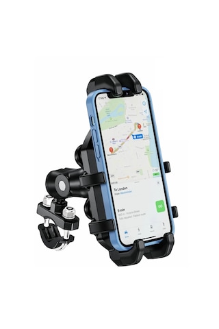 H180 Titreşim Önleyici Damperli Motosiklet Telefon Tutucu Gidona Bağlantılı Bisiklet-e Scooter Mat Siyah