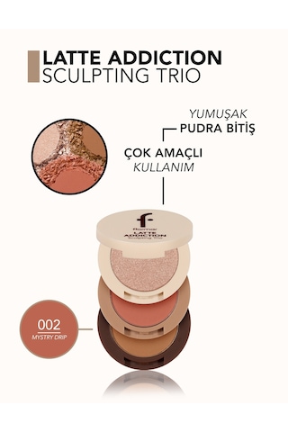 Flormar Latte 3 Katlı Allık & Aydınlatıcı & Bronzer Paleti 002mystrydrıp