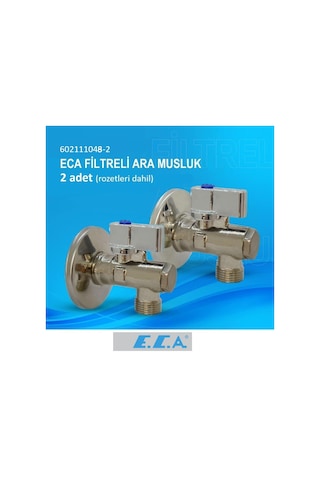 Eca 1/2" Filtreli Ara Musluk Krom Volanlı - 2 Adet Rozet Dahil 602111048-2