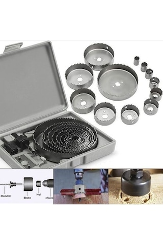 16 Parça Ağaç Ahşap Delme Alçıpan Seti Panç Seti Delik Testere