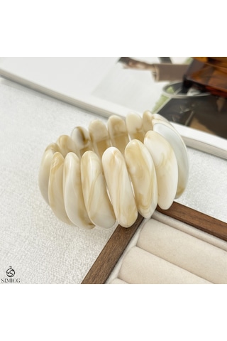 Bohem Stili Çok Katlı İregular Bileklik Seti Beyaz