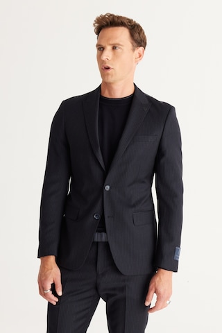 AC&Co / Altınyıldız Classics Erkek K.lacı Slim Fit Dar Kesim Kırlangıç Yaka %100 Yün Çizgili Takım Elbise K.lacı
