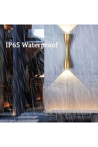 Modern Yaratıcı Yukarı Aşağı Led Dış Mekan Duvar Lambası Ip65 Su Geçirmez Alüminyum İç Mekan/dış Duvar Aydınlatması Bahçe Merdiven Veranda İçin Altın Beyaz Işık, 16 Cm